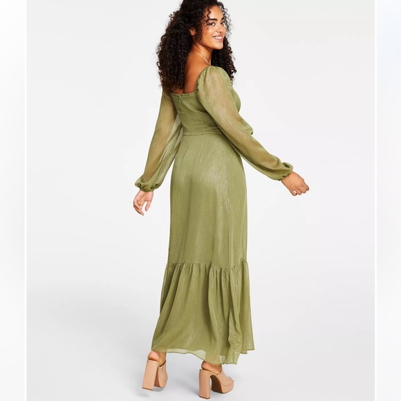 Bustier Side-Slit Ruffled-Trim Dress, - Picture 2 of 5